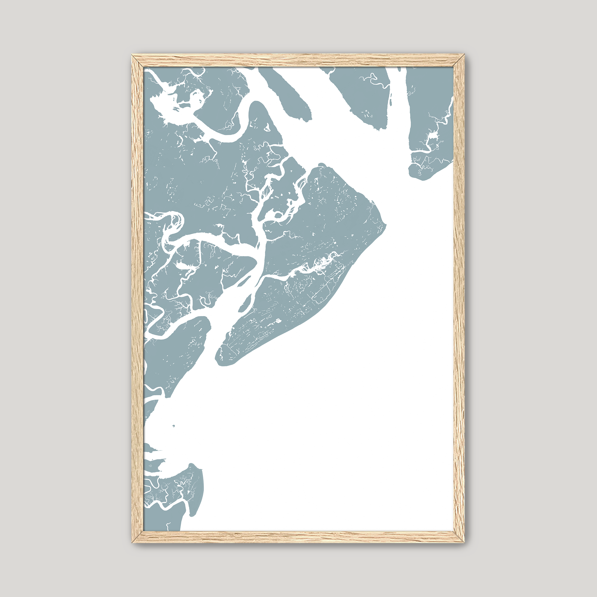Hilton Head Island Coastal Map — Fine Art Print Vertical, soft-blue, Oak, 8x10