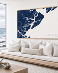 Hilton Head Island canvas map — sea-view bench interior