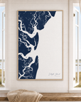 Jekyll Island canvas map — window-scene interior