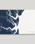 Jekyll Island Coastal Map — Canvas Horizontal, navy, No Frame