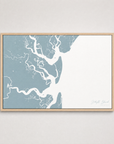 Jekyll Island Coastal Map — Canvas Horizontal — soft-blue, Light Wood