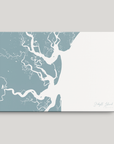 Jekyll Island Coastal Map — Canvas Horizontal, soft-blue, No Frame
