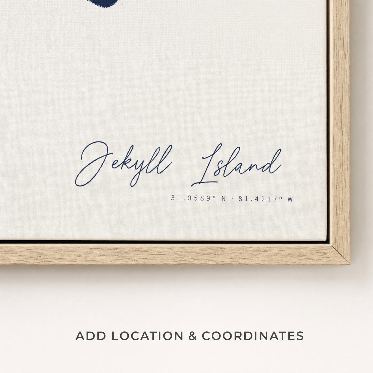 Jekyll Island canvas map — location and coordinates customization