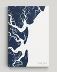 Jekyll Island Coastal Map — Canvas Vertical, navy, No Frame