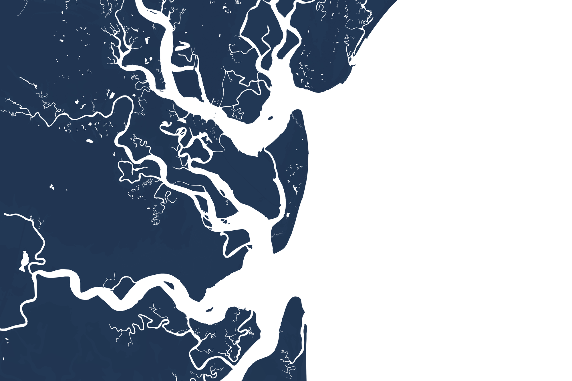 Jekyll Island Coastal Map — Fine Art Print Horizontal, navy, No Frame, 10x8