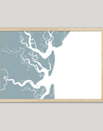 Jekyll Island Coastal Map — Fine Art Print Horizontal, soft-blue, Oak, 10x8
