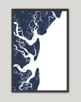 Jekyll Island Coastal Map — Fine Art Print Vertical, navy, Black Frame, 8x10