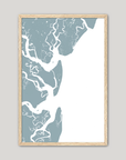 Jekyll Island Coastal Map — Fine Art Print Vertical, soft-blue, Oak, 8x10