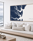 Jekyll Island canvas map — sea-view bench interior