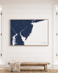 Jersey Shore canvas map — window-scene interior
