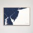 Jersey Shore Coastal Map — Canvas Horizontal, navy, Natural Oak