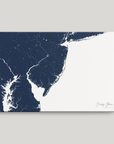 Jersey Shore Coastal Map — Canvas Horizontal, navy, No Frame