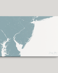 Jersey Shore Coastal Map — Canvas Horizontal, soft-blue, No Frame
