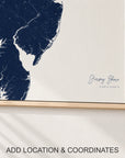 Jersey Shore canvas map — location and coordinates customization