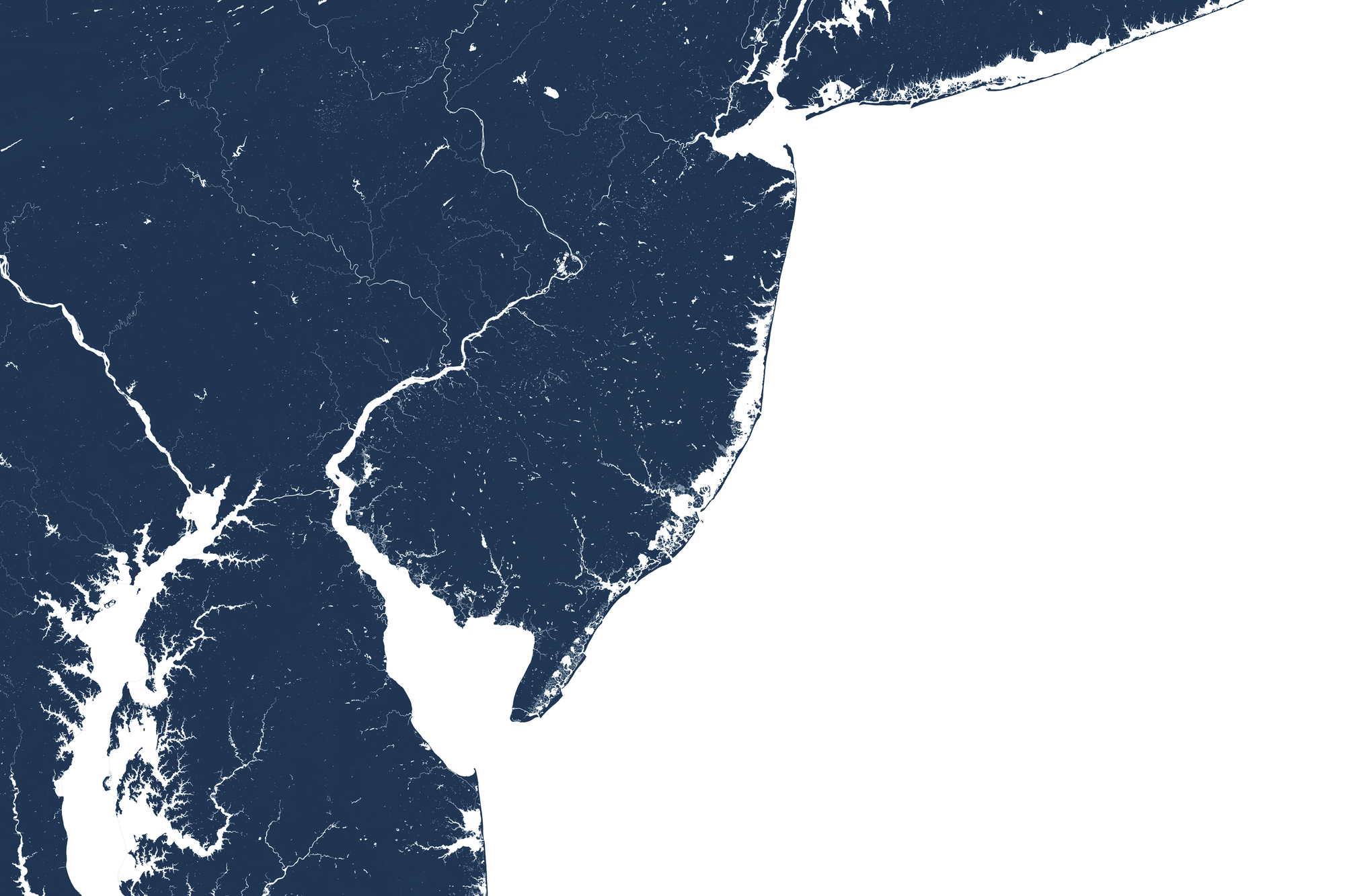 Jersey Shore Coastal Map — Fine Art Print Horizontal, navy, No Frame, 10x8