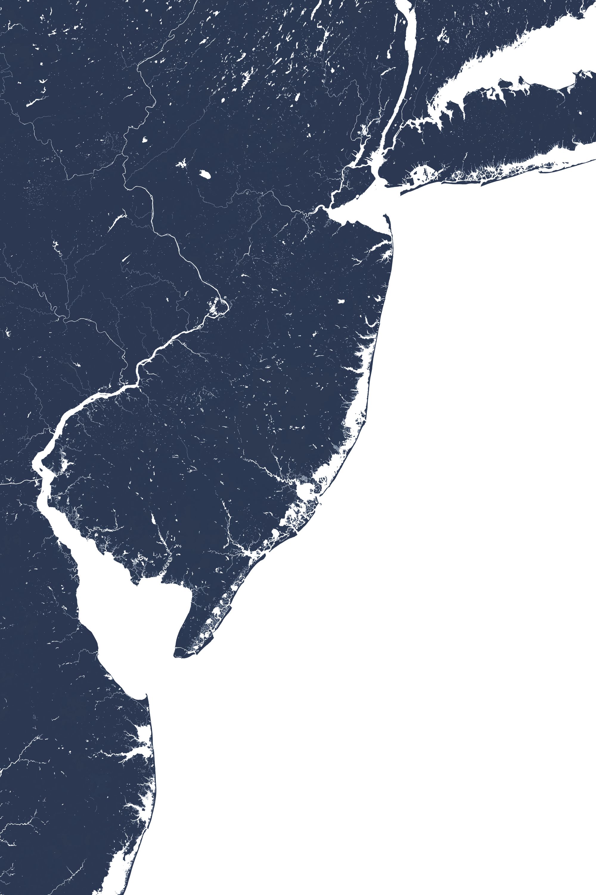 Jersey Shore Coastal Map — Fine Art Print Vertical, navy, No Frame, 8x10