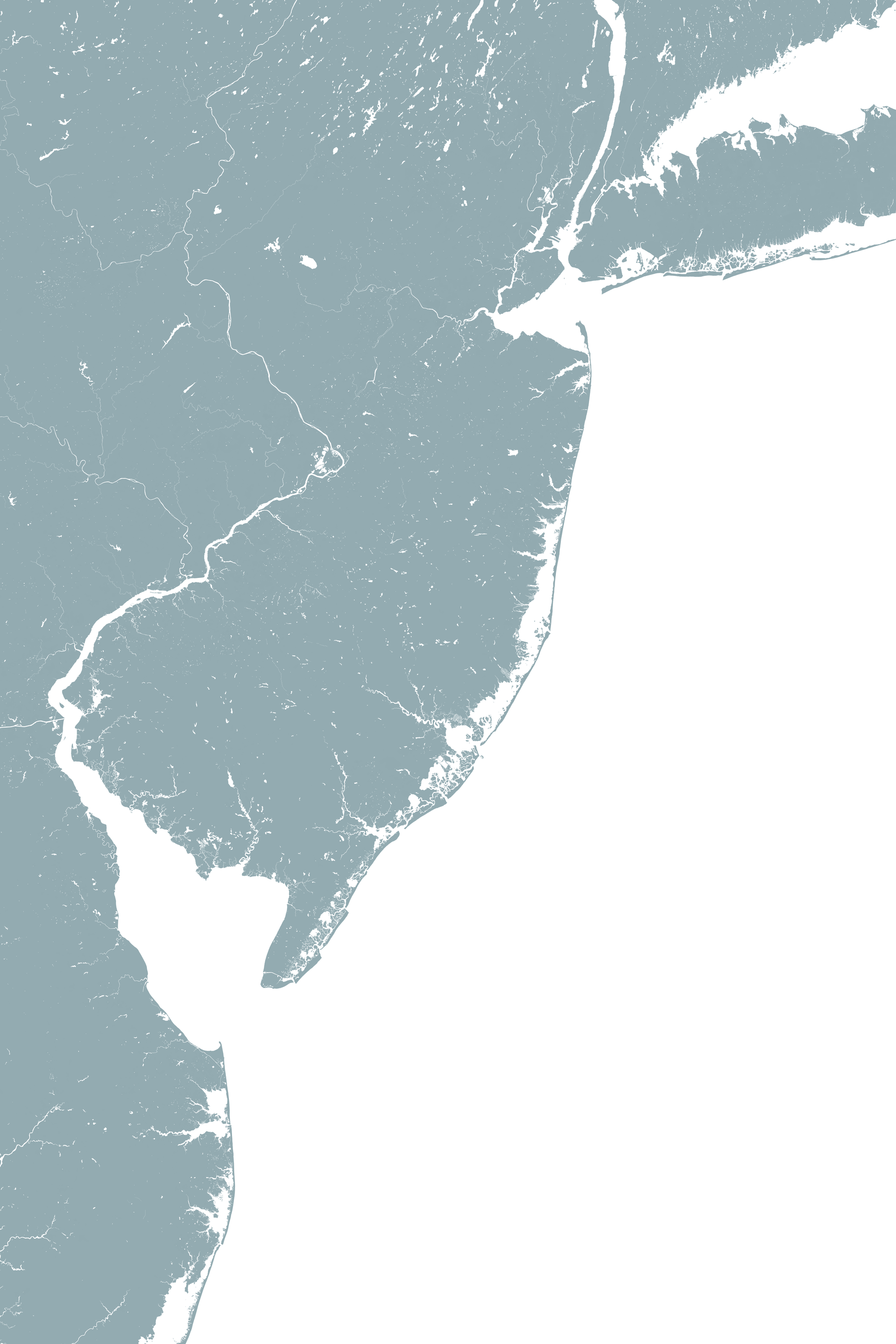 Jersey Shore Coastal Map — Fine Art Print Vertical, soft-blue, No Frame, 8x10