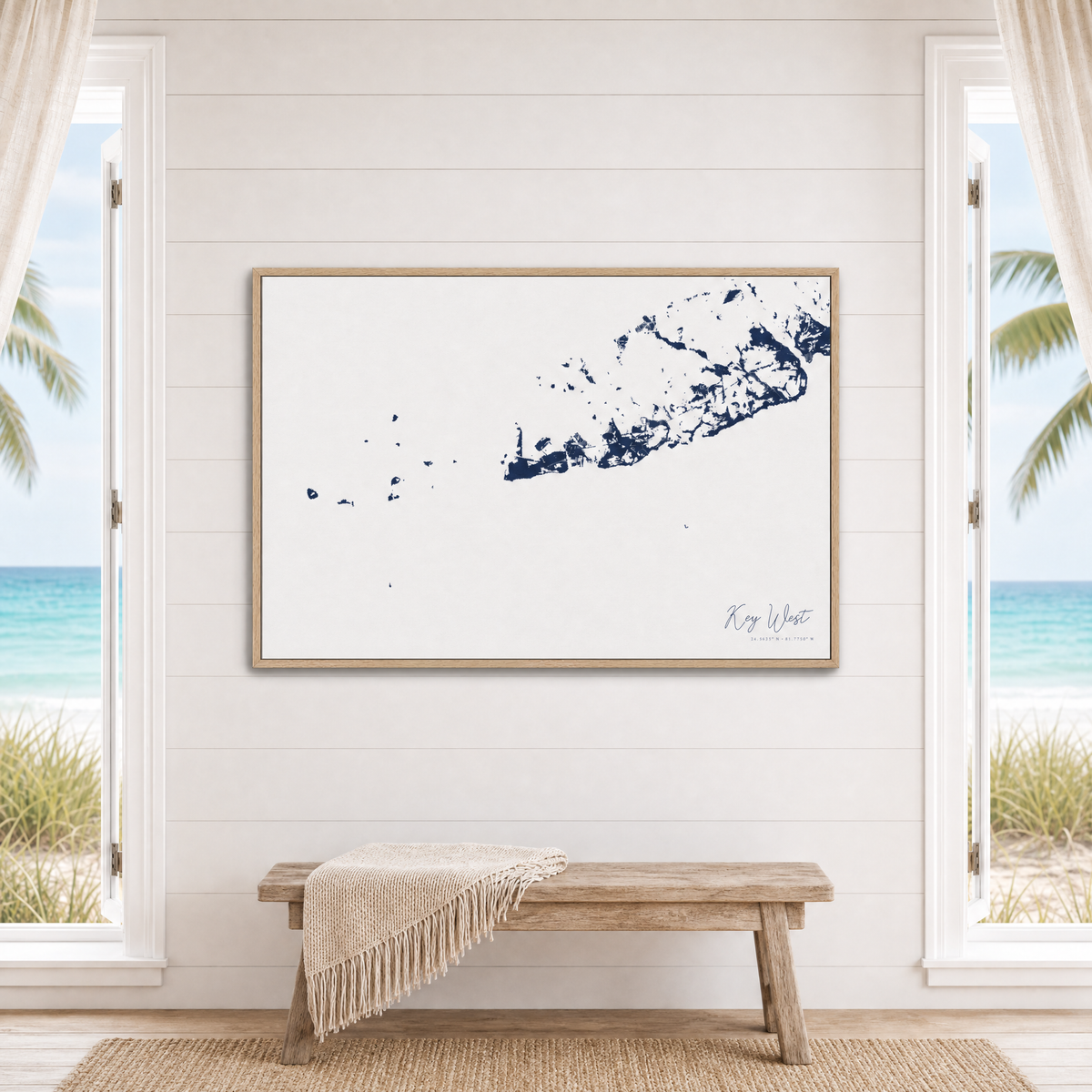 Key West canvas map — window-scene interior