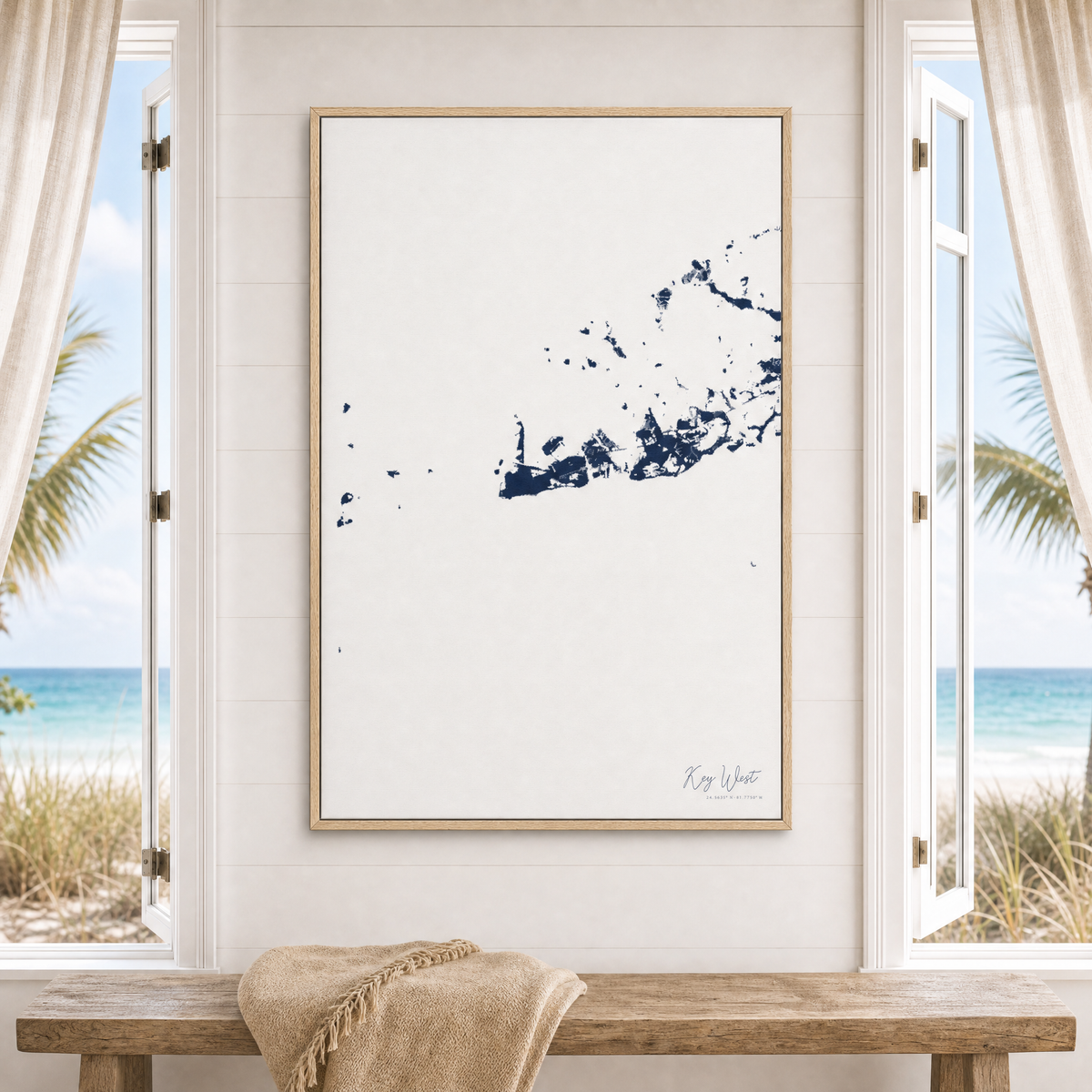 Key West canvas map — window-scene interior