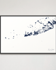 Key West Coastal Map — Canvas Horizontal, navy, Black Frame
