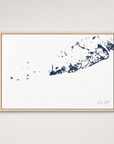 Key West Coastal Map — Canvas Horizontal — navy, Light Wood