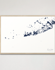 Key West Coastal Map — Canvas Horizontal, navy, Natural Oak
