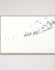 Key West Coastal Map — Canvas Horizontal, soft-blue, Natural Oak
