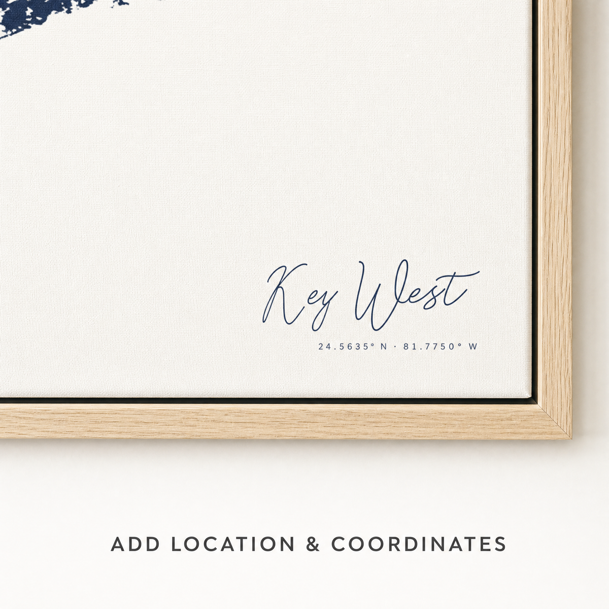Key West canvas map — location and coordinates customization