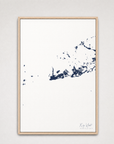 Key West Coastal Map — Canvas Vertical — navy, Light Wood