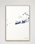 Key West Coastal Map — Canvas Vertical, navy, Natural Oak