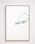 Key West Coastal Map — Canvas Vertical — soft-blue, Light Wood