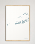 Key West Coastal Map — Canvas Vertical, soft-blue, Natural Oak