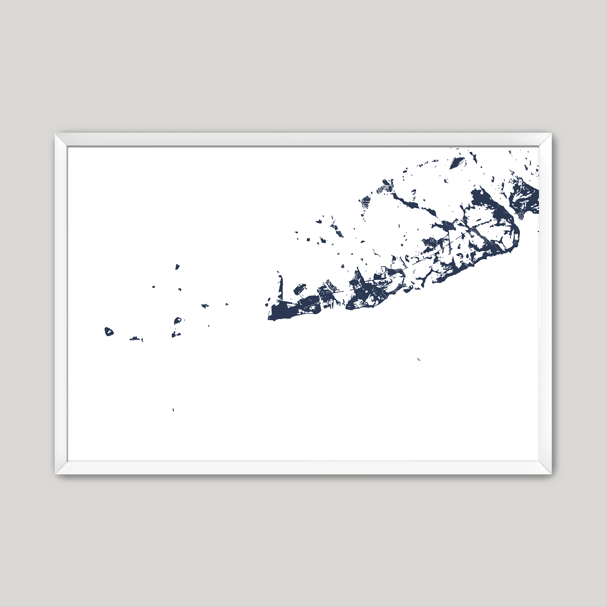 Key West Coastal Map — Fine Art Print Horizontal, navy, White Frame, 10x8
