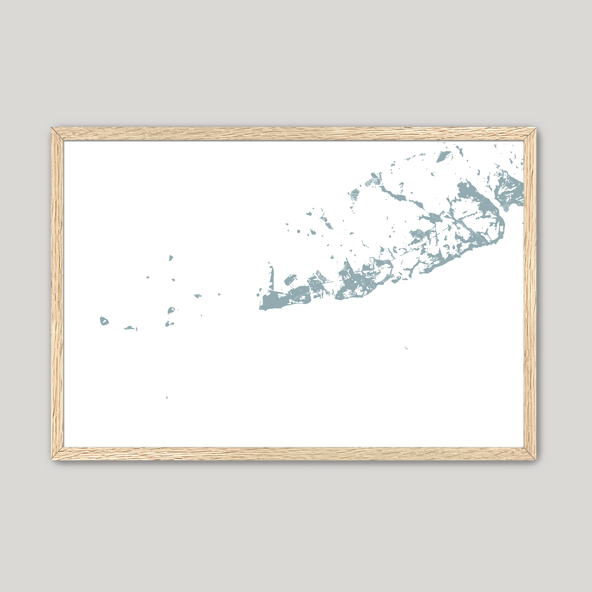 Key West Coastal Map — Fine Art Print Horizontal, soft-blue, Oak, 10x8