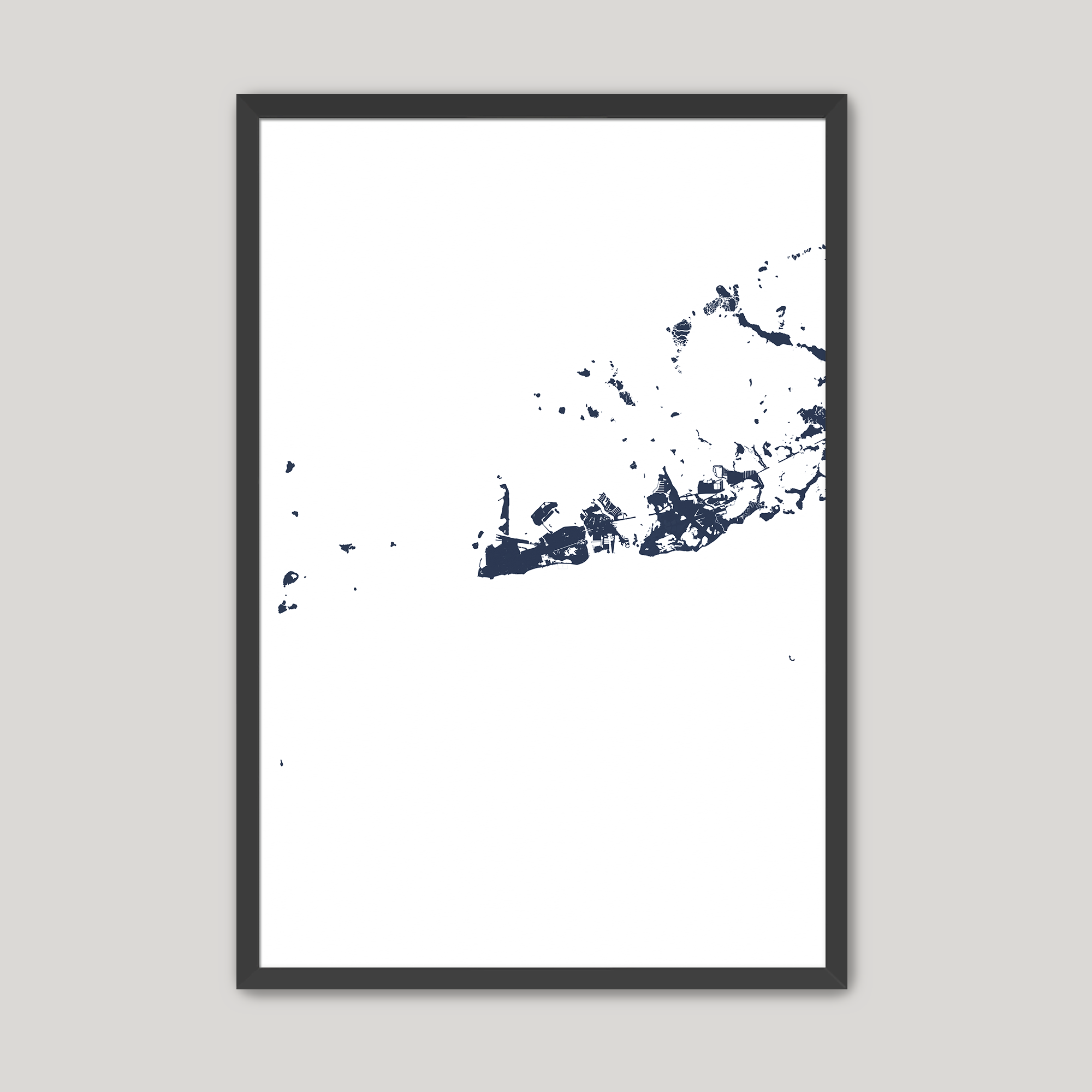 Key West Coastal Map — Fine Art Print Vertical, navy, Black Frame, 12x16