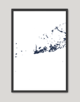 Key West Coastal Map — Fine Art Print Vertical, navy, Black Frame, 12x16