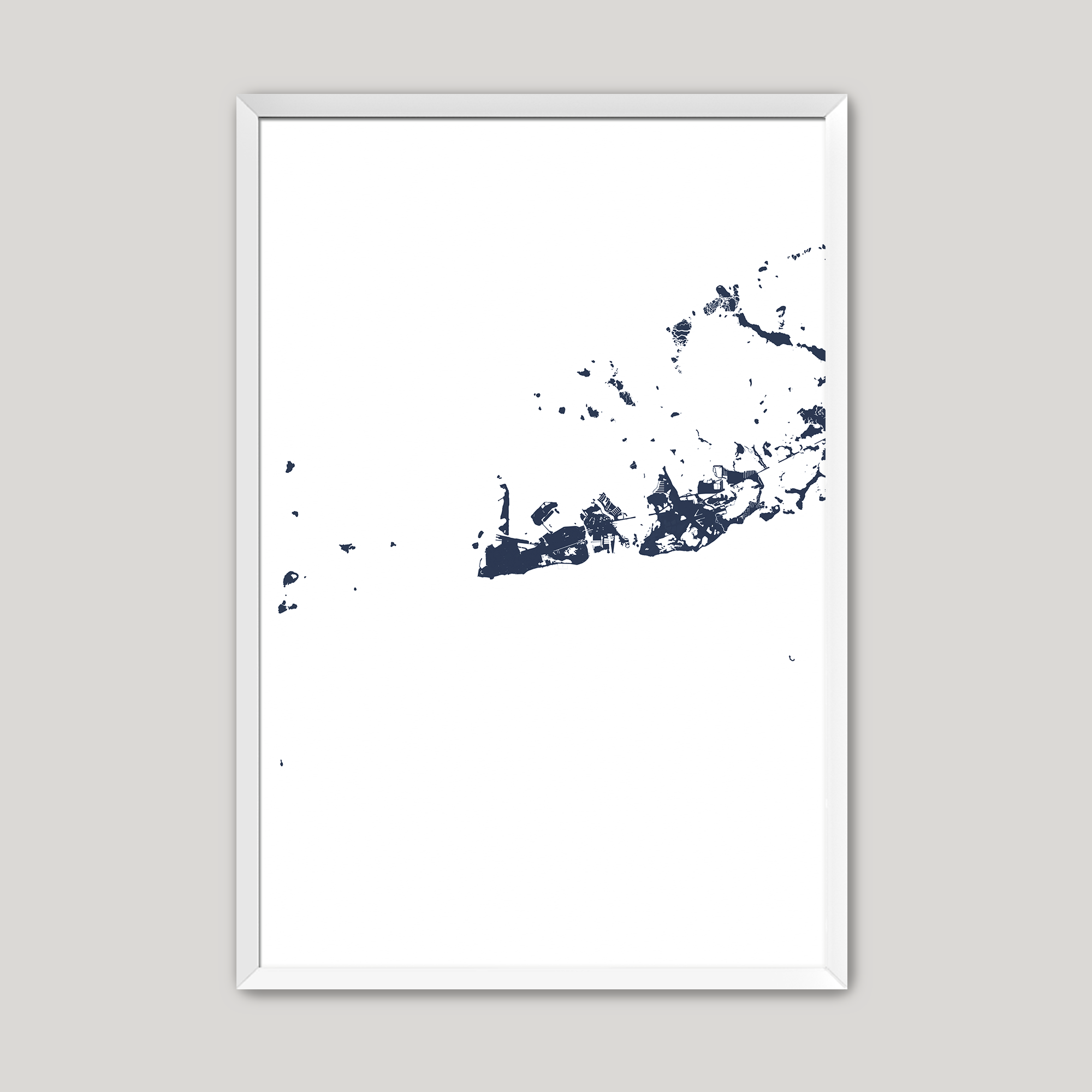 Key West Coastal Map — Fine Art Print Vertical, navy, White Frame, 8x10