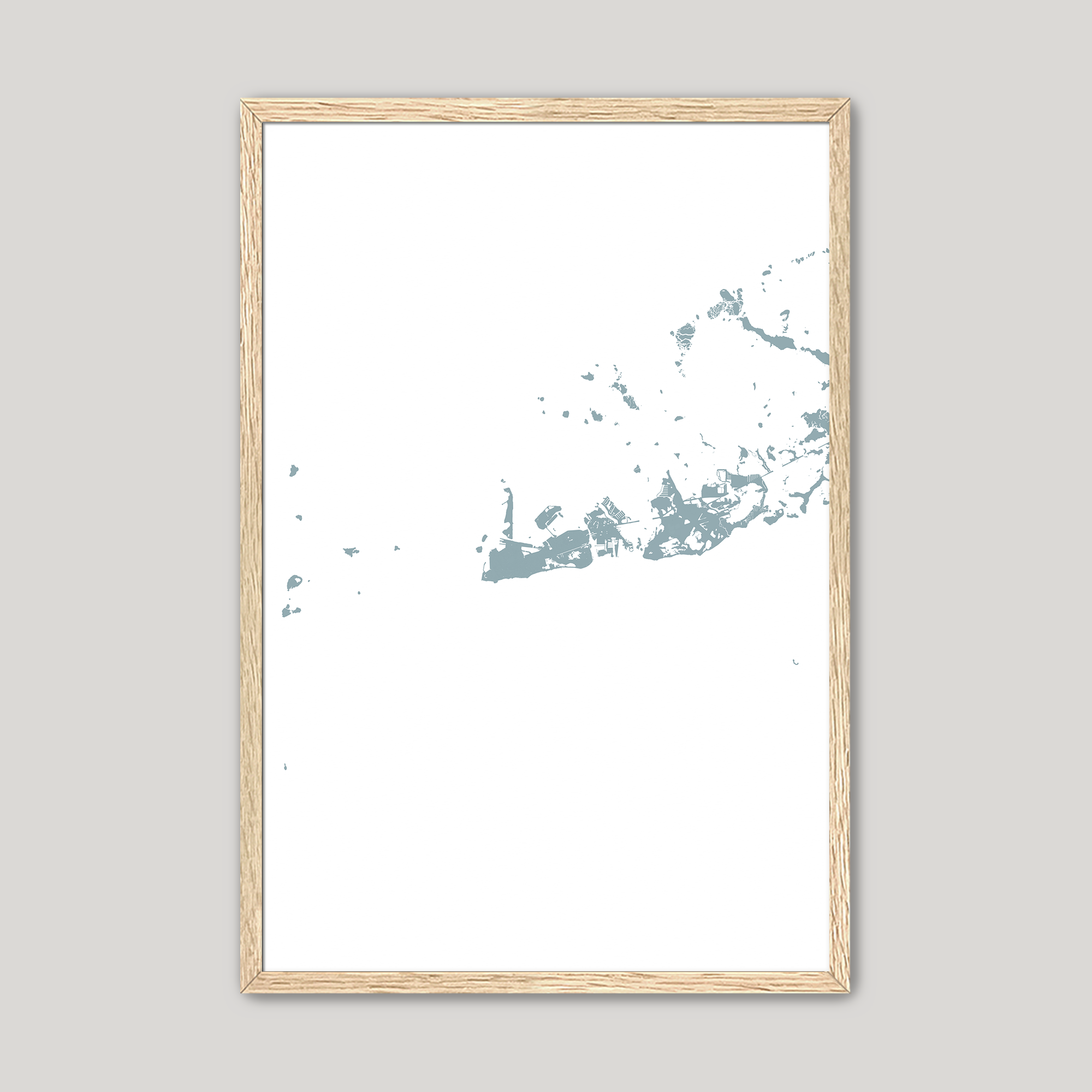 Key West Coastal Map — Fine Art Print Vertical, soft-blue, Oak, 8x10