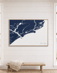 Kiawah Island canvas map — window-scene interior