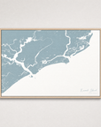 Kiawah Island Coastal Map — Canvas Horizontal — soft-blue, Light Wood
