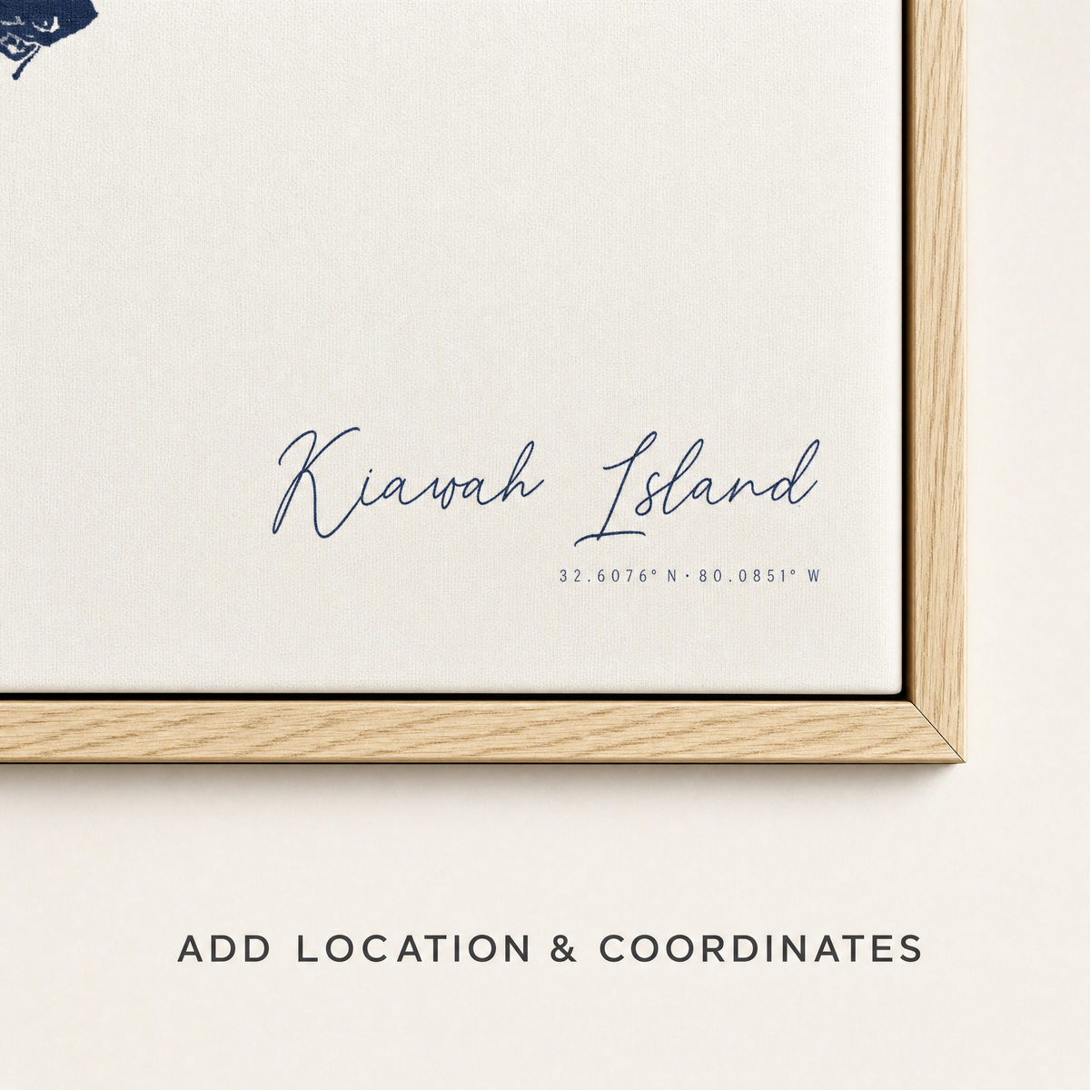 Kiawah Island canvas map — location and coordinates customization