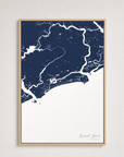 Kiawah Island Coastal Map — Canvas Vertical — navy, Light Wood