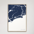 Kiawah Island Coastal Map — Canvas Vertical, navy, Natural Oak