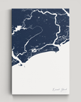 Kiawah Island Coastal Map — Canvas Vertical, navy, No Frame