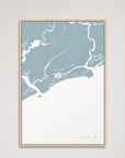 Kiawah Island Coastal Map — Canvas Vertical — soft-blue, Light Wood