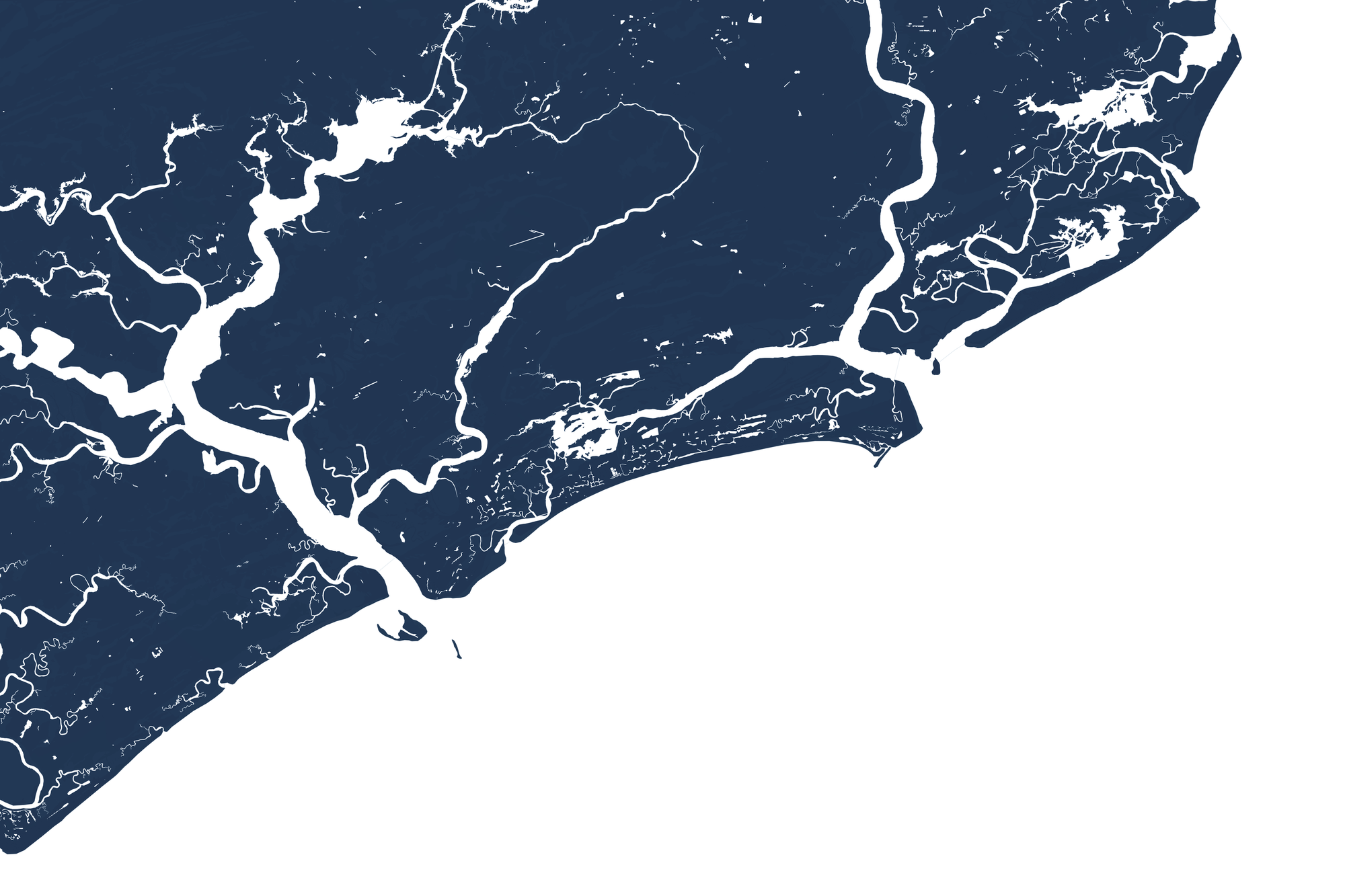 Kiawah Island Coastal Map — Fine Art Print Horizontal, navy, No Frame, 10x8