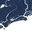Kiawah Island Coastal Map — Fine Art Print Horizontal, navy, No Frame, 10x8