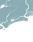 Kiawah Island Coastal Map — Fine Art Print Horizontal, soft-blue, No Frame, 10x8
