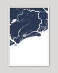 Kiawah Island Coastal Map — Fine Art Print Vertical, navy, White Frame, 8x10