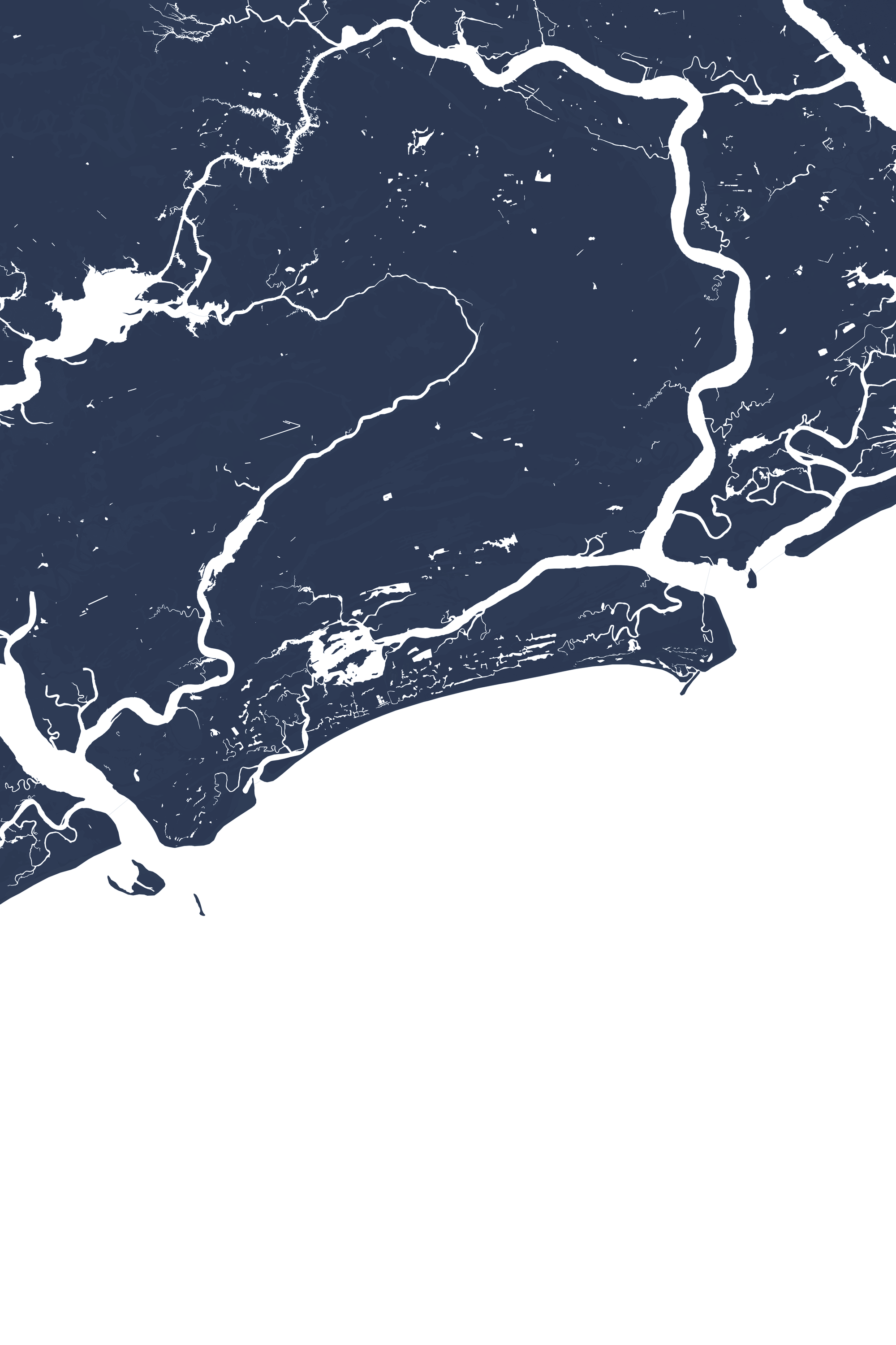 Kiawah Island Coastal Map — Fine Art Print Vertical, navy, No Frame, 8x10